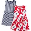 imageSimple Joys by Carters Baby Girls ShortSleeve and Sleeveless Dress Sets Pack of 2Navy StripeRed Poppy Print