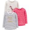 imageSimple Joys by Carters Girls 3Pack Graphic LongSleeve TeesHeartsStripeUnicorn