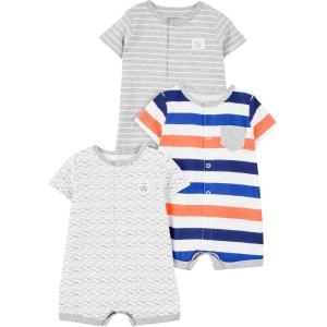 imageSimple Joys by Carters Baby 3Pack Snapup RompersMini StripeStripeWhale