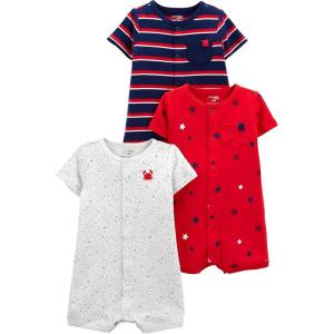 imageSimple Joys by Carters Baby 3Pack Snapup RompersRedWhiteBlue
