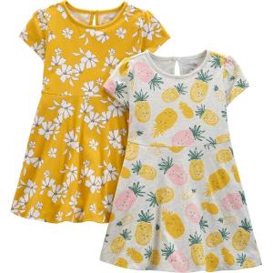 imageSimple Joys by Carters Baby Girls ShortSleeve and Sleeveless Dress Sets Pack of 2PineappleFloral