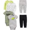 imageSimple Joys by Carters unisexbaby 6piece Bodysuits Short and Long Sleeve and Pants SetMulticolorDinosaurRhinoStripeText Print