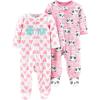 imageSimple Joys by Carters Baby Girls Cotton and Fleece Footed Sleep and Play Pack of 2Pink Heather PandaWhite Hearts