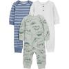 imageSimple Joys by Carters Boy 3pack Jumpsuits Dino Blue Stripe 36M