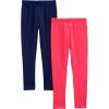 imageSimple Joys by Carters Girls 2Pack Lightweight FleeceLined LeggingsPinkNavy