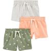imageSimple Joys by Carters Girls 3Pack Knit ShortsGreen FloralLight Grey HeatherPink Kid