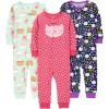 imageSimple Joys by Carters Kids 3Pack Snug Fit Footless Cotton PajamasSweetsFloralKitty