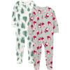 imageSimple Joys by Carters Kids Holiday Loosefit Flame Resistant Fleece Footed PajamasSanta  Trees