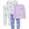 imageSimple Joys by Carters babygirls 4piece Pajama Set Cotton Top ampamp Fleece BottomBlue