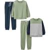 imageSimple Joys by Carters boys 4piece French Terry Longsleeve Shirts and Shorts Playwear SetOliveGrey