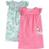 imageSimple Joys by Carters girls 2pack NightgownsMint Green RainbowPink Polka Dot