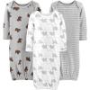 imageSimple Joys by Carters unisexbaby 3pack Neutral Cotton Sleeper GownBearDinosaurStripe
