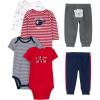 imageSimple Joys by Carters unisexbaby 6piece Bodysuits Short and Long Sleeve and Pants SetMulticolorBearDogsStripeText Print