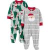 imageSimple Joys by Carters unisexbaby In 2pk Fleece Snp Santa TreesGreen SantaGrey Festive Print