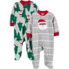 imageSimple Joys by Carters unisexbaby In 2pk Fleece Snp Santa TreesGrey SantaChristmas Print