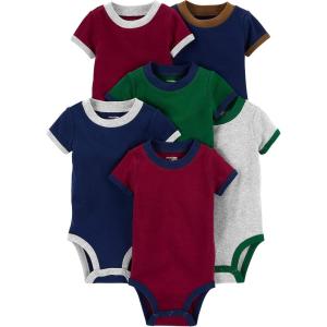 imageSimple Joys by Carters Baby Boys 6Pack ShortSleeve BodysuitBurgundyGreenNavy