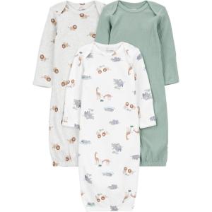 imageSimple Joys by Carters Baby Boys Cotton Sleeper Gown Pack of 3Green Safari