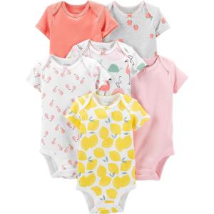 imageSimple Joys by Carters Baby Girls 6Pack Sleeveless BodysuitMulticolorBirdsFruitLemonTurtle