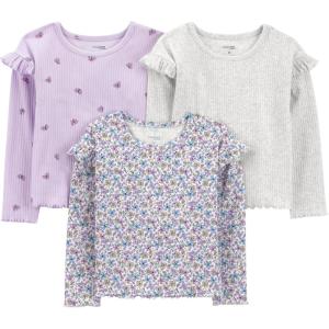imageSimple Joys by Carters BabyGirls 3Pack Graphic LongSleeve TeesPurple Floral