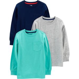 imageSimple Joys by Carters Boys 3Pack Long Sleeve ShirtsAqua BlueGrey HeatherNavy