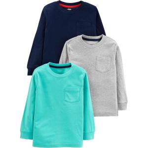 imageSimple Joys by Carters Boys 3Pack Long Sleeve ShirtsAqua GreenGreyNavy