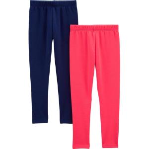 imageSimple Joys by Carters Girls 2Pack Lightweight FleeceLined LeggingsPinkNavy