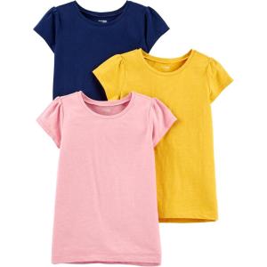 imageSimple Joys by Carters Girls ShortSleeve Shirts and Tops Pack of 3Mustard YellowNavyPink