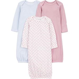 imageSimple Joys by Carters babygirls 3pack Cotton Sleeper GownMauve Floral Blue