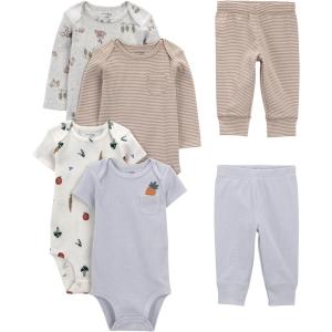 imageSimple Joys by Carters babygirls 6piece Bodysuits Short and Long Sleeve and Pants SetBlue Veggie