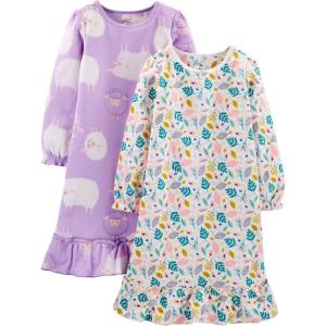 imageSimple Joys by Carters girls 2pack Fleece NightgownsLilac SheepWhite Floral