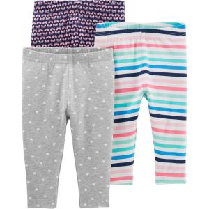 imageSimple Joys by Carters girls 3pack LeggingsButterfliesHeartsStripe Infant