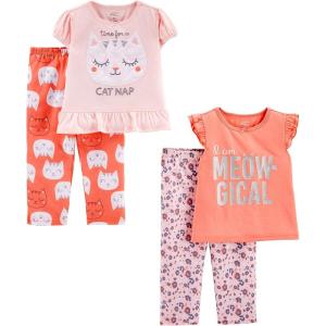 imageSimple Joys by Carters girls 4piece Polyester Pajama SetAnimal PrintKittenText Print