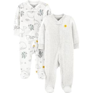 imageSimple Joys by Carters unisexbaby 2way Zip Thermal Footed Sleep and Play Pack of 2AnimalSun