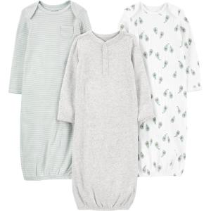 imageSimple Joys by Carters unisexbaby 3pack Neutral Cotton Sleeper GownAvocadosHeatherStripe