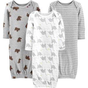 imageSimple Joys by Carters unisexbaby 3pack Neutral Cotton Sleeper GownBearDinosaurStripe