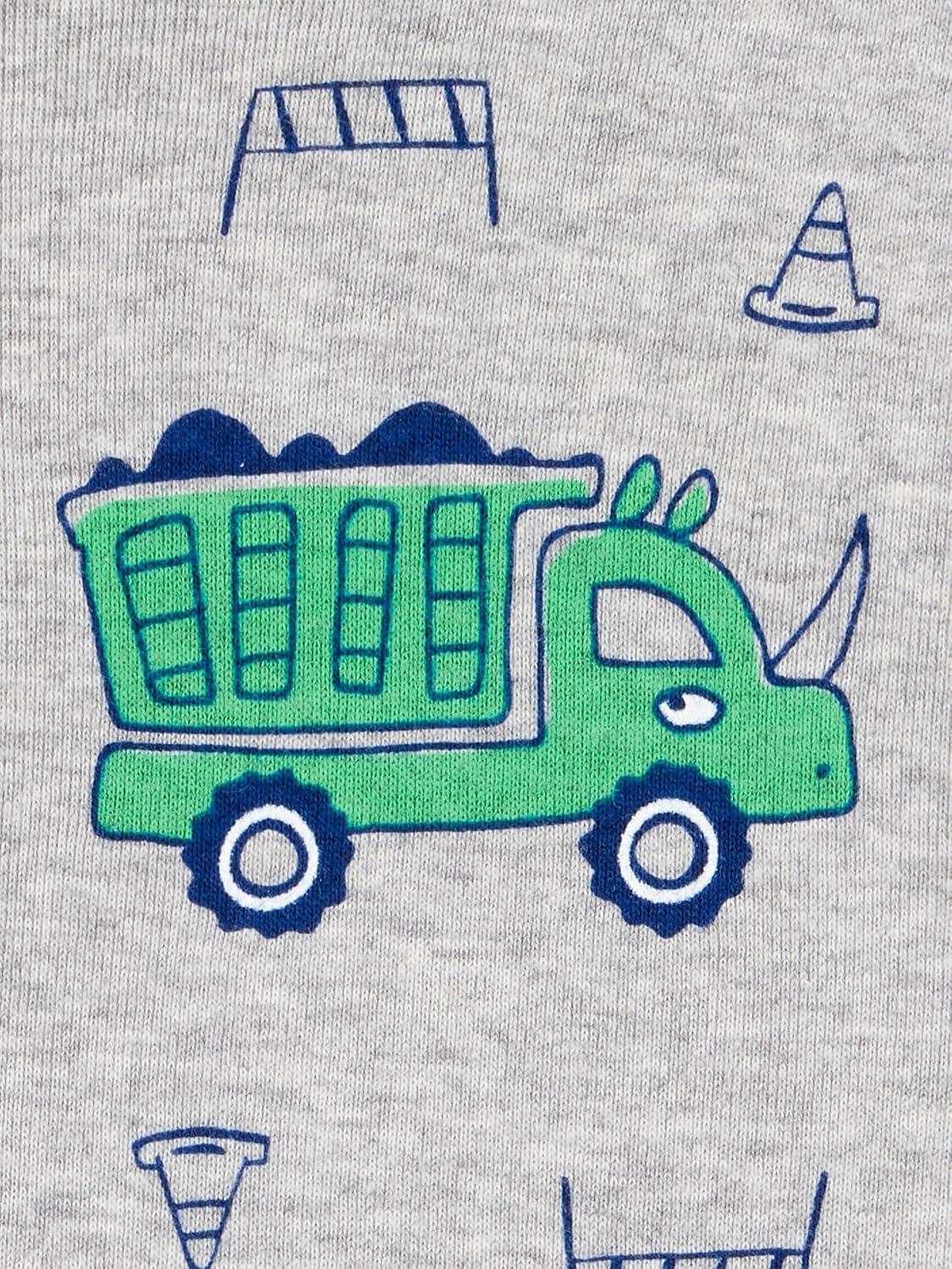 imageSimple Joys by Carters Babies Toddlers and Girls 6Piece SnugFit Cotton Pajama Set Pack of 3Green StripeGrey TrucksNavy ElephantOrange Stripe