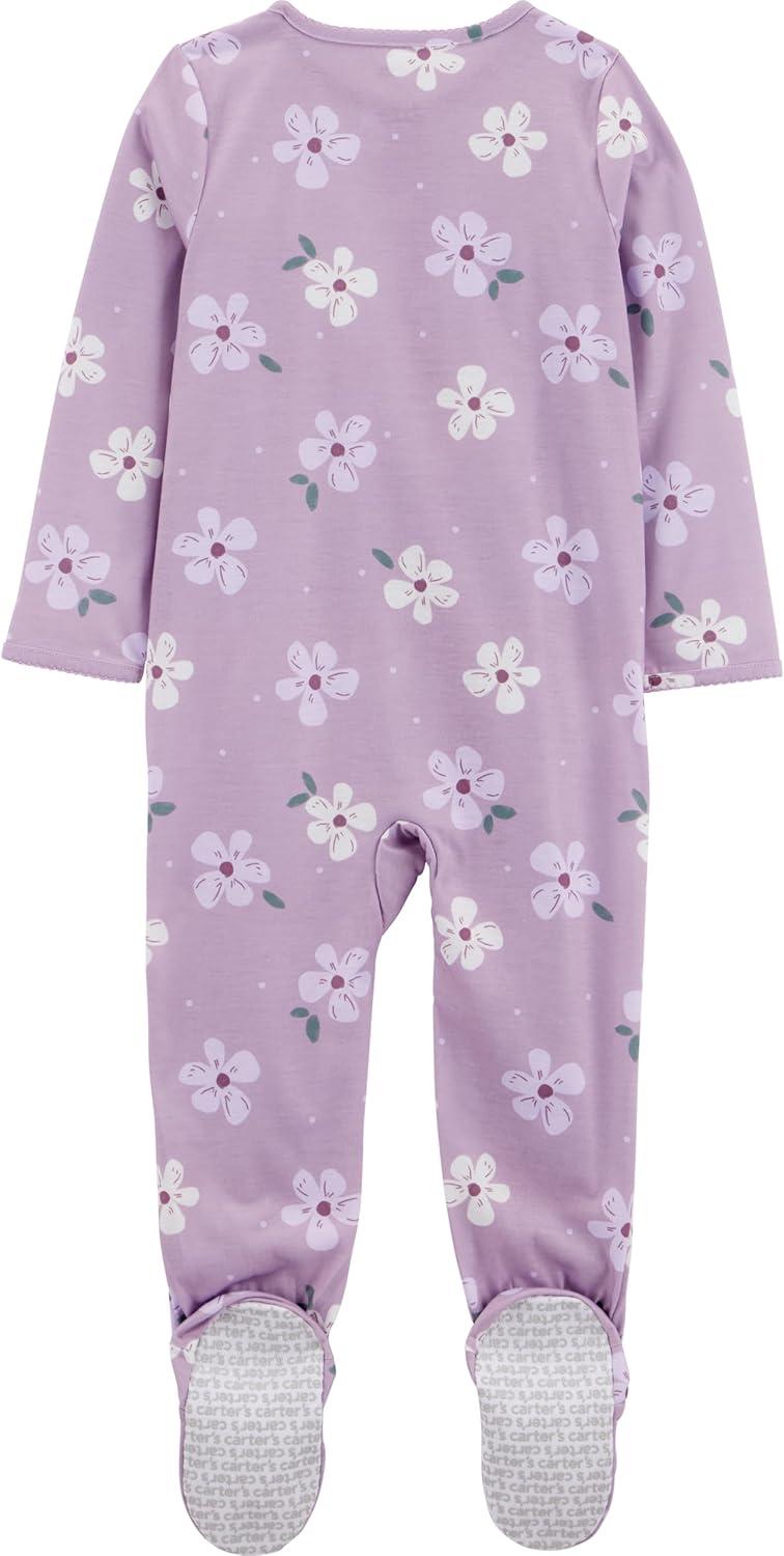 imageSimple Joys by Carters Baby and Toddler Girls 3 Pack Loose Fit Polyester Jersey Footed PajamasFloral Cherry