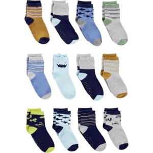 imageSimple Joys by Carters babyboys 12pack SocksMulticolorMonsterSharksStripe