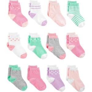 imageSimple Joys by Carters babyboys 12pack SocksPinkPurpleMint Green