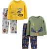 imageSimple Joys by Carters boys 4piece Pajama SetGold LionGreyNavy Reindeer PrintOlive Stars
