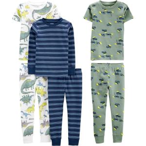 imageSimple Joys by Carters girls 6piece Snug Fit Cotton Pajama SetBlueGreenDinosaur