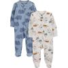 imageSimple Joys by Carters babyboys 2pack 2way Zip Cotton Footed Sleep and PlayDusty Blue BearIvory Dinosaur