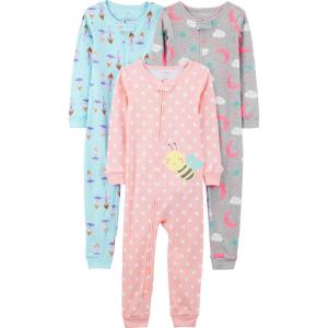 imageSimple Joys by Carters babyboys 3pack Snug Fit Footless Cotton PajamasBallerinaMoonBee
